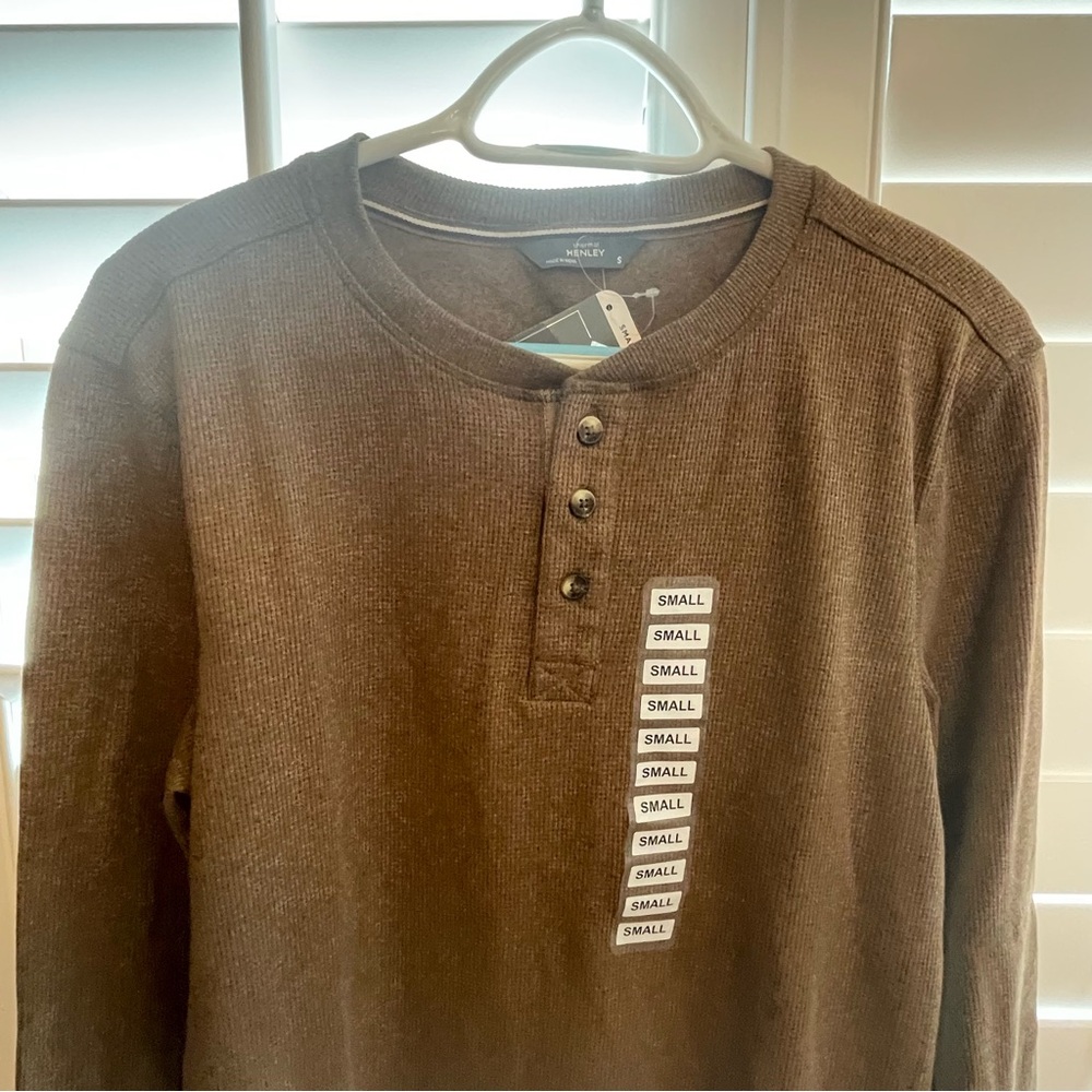 Classic Brown Henley Long Sleeve Shirt - Picture 2 of 6